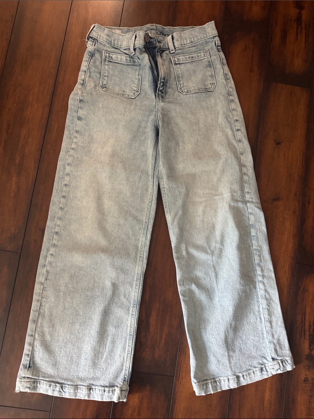 GAP Light Blue Wide-Leg Jeans with Front Patch Pockets